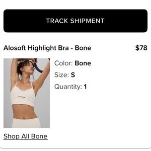 ALO Yoga Light Bone Bralette size S